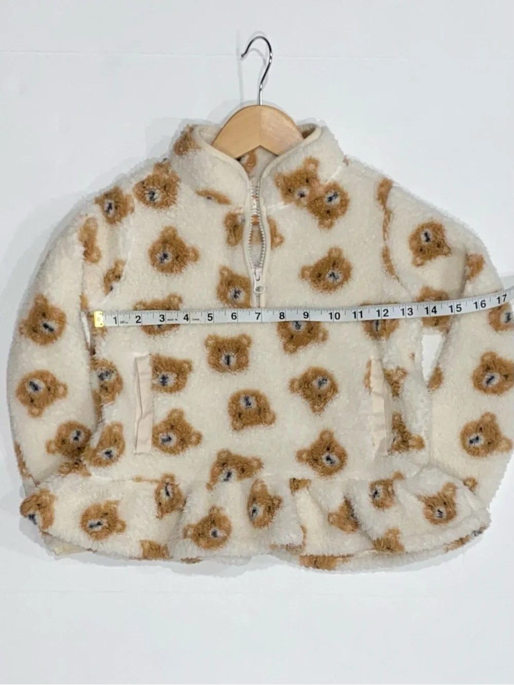 Gymboree Girls ‘Little Essentials’ Cream Bear Sherpa Half-Zip Pullover Size 6